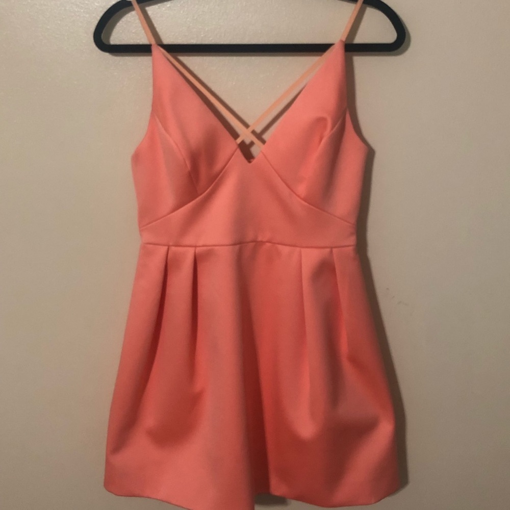 Topshop cross mini dress in peach US size 6